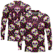 Load image into Gallery viewer, Custom 3D Pattern Halloween Skulls With Floral Long Sleeve Performance T-Shirt