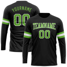 Load image into Gallery viewer, Custom Black Neon Green-White Long Sleeve Performance T-Shirt