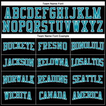 Load image into Gallery viewer, Custom Black Teal-White Long Sleeve Performance T-Shirt