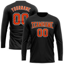 Load image into Gallery viewer, Custom Black Orange-White Long Sleeve Performance T-Shirt