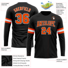 Load image into Gallery viewer, Custom Black Orange-White Long Sleeve Performance T-Shirt