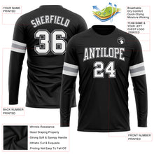 Load image into Gallery viewer, Custom Black White-Gray Long Sleeve Performance T-Shirt