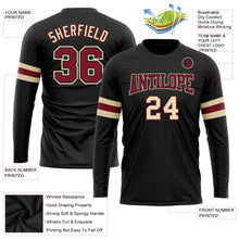 Load image into Gallery viewer, Custom Black Crimson-Cream Long Sleeve Performance T-Shirt