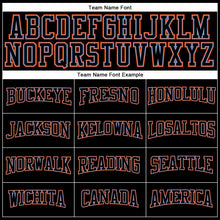 Load image into Gallery viewer, Custom Black Black Powder Blue-Orange Long Sleeve Performance T-Shirt