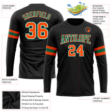Load image into Gallery viewer, Custom Black Orange Kelly Green-White Long Sleeve Performance T-Shirt