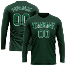 Load image into Gallery viewer, Custom Green Kelly Green-White Long Sleeve Performance T-Shirt