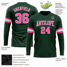 Load image into Gallery viewer, Custom Green Pink-White Long Sleeve Performance T-Shirt