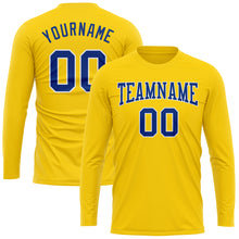 Load image into Gallery viewer, Custom Gold Royal-White Long Sleeve Performance T-Shirt
