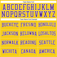 Load image into Gallery viewer, Custom Gold Purple-White Long Sleeve Performance T-Shirt