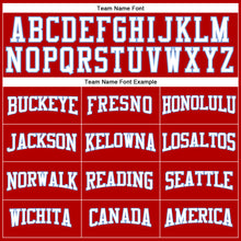 Load image into Gallery viewer, Custom Red White-Light Blue Long Sleeve Performance T-Shirt