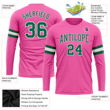 Load image into Gallery viewer, Custom Pink Kelly Green-White Long Sleeve Performance T-Shirt