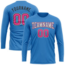 Load image into Gallery viewer, Custom Powder Blue Pink Black-White Long Sleeve Performance T-Shirt