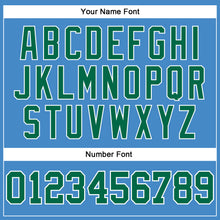 Load image into Gallery viewer, Custom Powder Blue Kelly Green-White Long Sleeve Performance T-Shirt