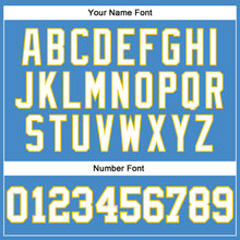 Load image into Gallery viewer, Custom Powder Blue White Gold Long Sleeve Performance T-Shirt