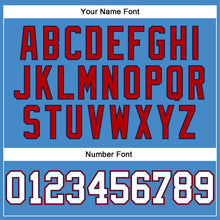 Load image into Gallery viewer, Custom Powder Blue White Red-Navy Long Sleeve Performance T-Shirt