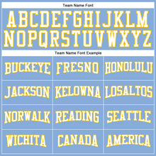 Load image into Gallery viewer, Custom Light Blue White-Gold Long Sleeve Performance T-Shirt