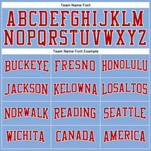 Load image into Gallery viewer, Custom Light Blue Red-White Long Sleeve Performance T-Shirt