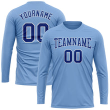 Load image into Gallery viewer, Custom Light Blue Royal-White Long Sleeve Performance T-Shirt