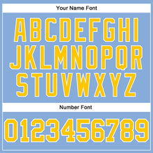 Load image into Gallery viewer, Custom Light Blue Gold-White Long Sleeve Performance T-Shirt