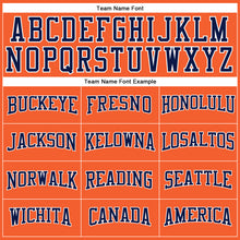 Load image into Gallery viewer, Custom Orange Navy-White Long Sleeve Performance T-Shirt