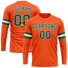 Load image into Gallery viewer, Custom Orange Kelly Green-White Long Sleeve Performance T-Shirt