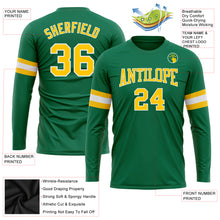 Load image into Gallery viewer, Custom Kelly Green Gold-White Long Sleeve Performance Salute To Service T-Shirt