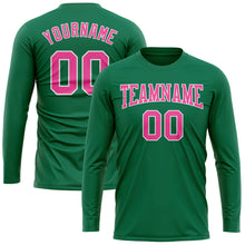 Load image into Gallery viewer, Custom Kelly Green Pink-White Long Sleeve Performance Salute To Service T-Shirt