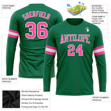 Load image into Gallery viewer, Custom Kelly Green Pink-White Long Sleeve Performance Salute To Service T-Shirt