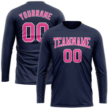 Load image into Gallery viewer, Custom Navy Pink-White Long Sleeve Performance Salute To Service T-Shirt