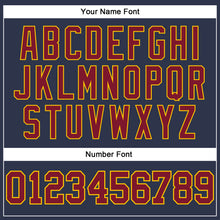 Load image into Gallery viewer, Custom Navy Crimson-Gold Long Sleeve Performance Salute To Service T-Shirt