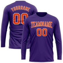 Load image into Gallery viewer, Custom Purple Orange-White Long Sleeve Performance T-Shirt