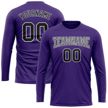 Load image into Gallery viewer, Custom Purple Black-Gray Long Sleeve Performance T-Shirt