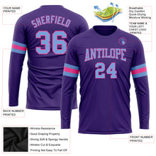 Load image into Gallery viewer, Custom Purple Light Blue-Pink Long Sleeve Performance T-Shirt
