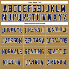 Load image into Gallery viewer, Custom Old Gold Navy-White Long Sleeve Performance T-Shirt