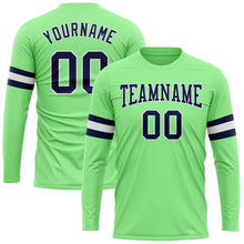 Load image into Gallery viewer, Custom Pea Green Navy-White Long Sleeve Performance T-Shirt