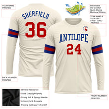 Load image into Gallery viewer, Custom Cream Red-Royal Long Sleeve Performance T-Shirt