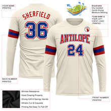 Load image into Gallery viewer, Custom Cream Royal-Red Long Sleeve Performance T-Shirt