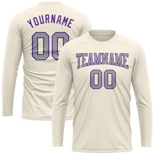 Load image into Gallery viewer, Custom Cream Gray-Purple Long Sleeve Performance T-Shirt