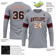 Load image into Gallery viewer, Custom Gray Black Crimson-Cream Long Sleeve Performance T-Shirt