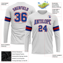 Load image into Gallery viewer, Custom White Royal-Red Long Sleeve Performance T-Shirt