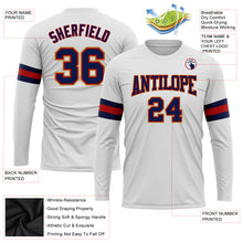 Load image into Gallery viewer, Custom White Navy Red-Old Gold Long Sleeve Performance T-Shirt