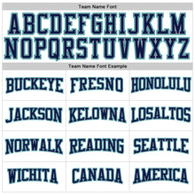 Load image into Gallery viewer, Custom White Navy Gray-Aqua Long Sleeve Performance T-Shirt