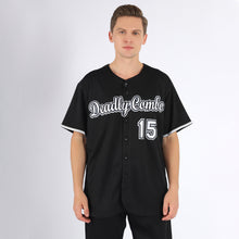 Load image into Gallery viewer, Custom Black White-Gray Baseball Jersey