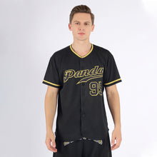Load image into Gallery viewer, Custom Black Black-Old Gold Authentic Baseball Jersey
