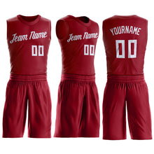 Load image into Gallery viewer, Custom Maroon White Round Neck Suit Basketball Jersey