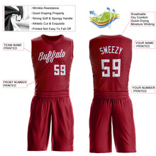 Load image into Gallery viewer, Custom Maroon White Round Neck Suit Basketball Jersey