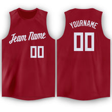 Load image into Gallery viewer, Custom Maroon White Round Neck Basketball Jersey