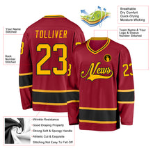 Load image into Gallery viewer, Custom Maroon Gold-Black Hockey Jersey