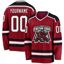 Load image into Gallery viewer, Custom Maroon White-Black Hockey Jersey
