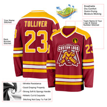 Load image into Gallery viewer, Custom Maroon Gold-White Hockey Jersey